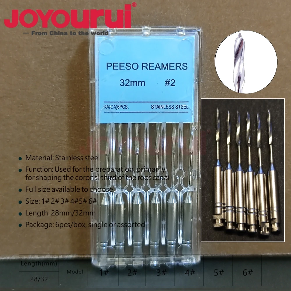 6 قطعة/الحزمة الأسنان اللبية U/F الحفر بوابات Glidden Pesso مخرطة قناة الجذر 32/28 مللي متر محرك استخدام الفولاذ المقاوم للصدأ إندو ملف الأسنان #4