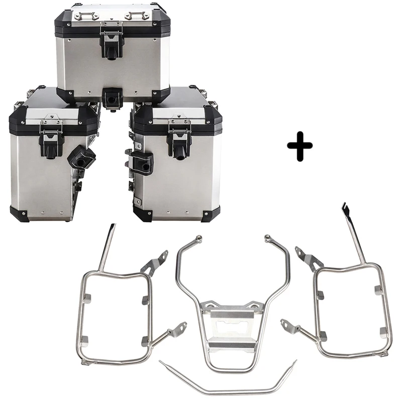2026 BKS 45L+38L  Motorcycle Side Tail Boxes Black Silver Aluminum Alloy Case Box Set Waterproof Trunk for  Tail