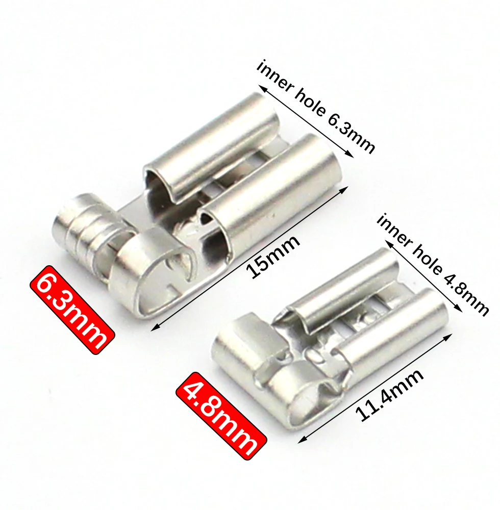 DJD031-2 Brass Crimp Terminal Female Spade Connector Bend Angle Car Socket Pins 4.8mm/6.3mm Plug-in Terminal Connector