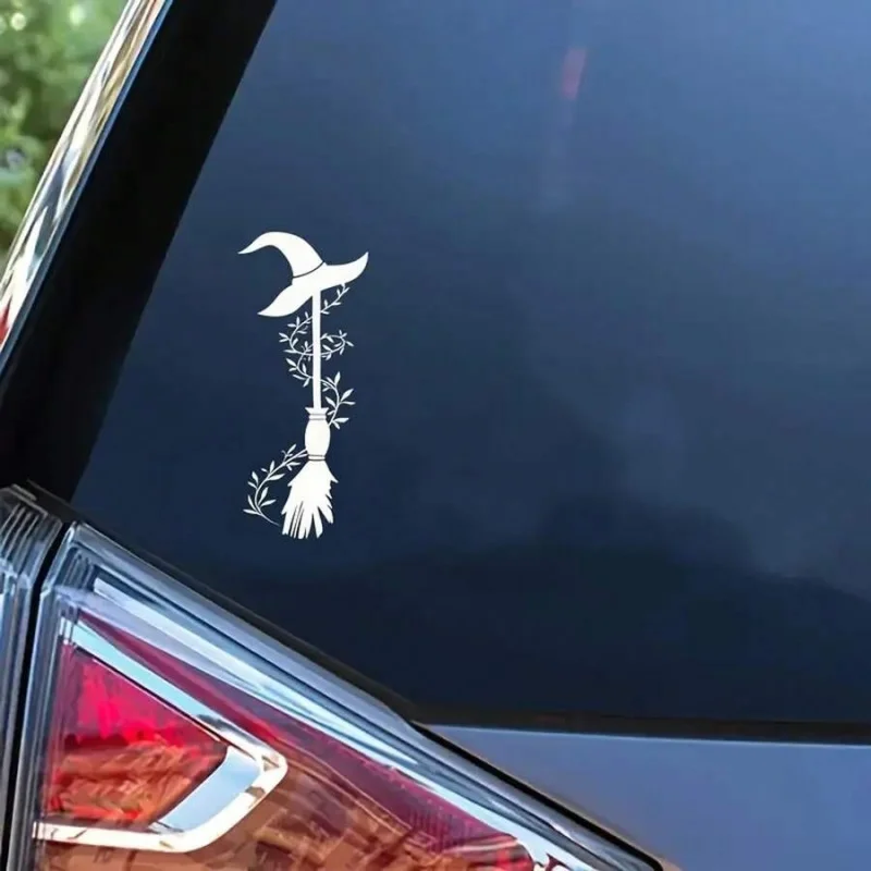 Witch Broom Car Stickers, Beautiful Car Decorations, Halloween Witch Broom Pattern,Suitable For Home And Vehicle Decoration