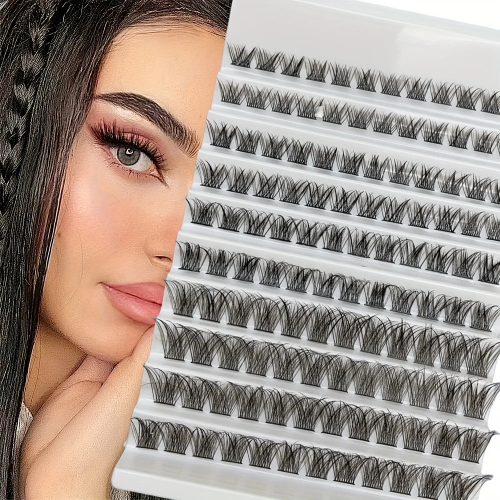 10 Reihen Einzelcluster, flauschige Wimpern, natürliches Aussehen, Wimpernverlängerung, 8–16 mm, gemischte Länge, D-Locken, individuelle Wimpernbündel 40D – Detail 1