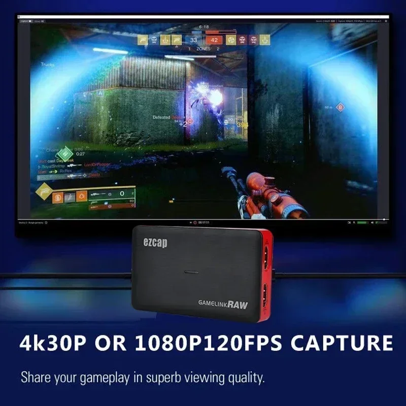 Ezcap 4K USB 3.0 Video Capture Card Game Live Streaming Box Camera PC Video Recording 4K 30hz 1080P 120fps Mic Line in HDMI Loop