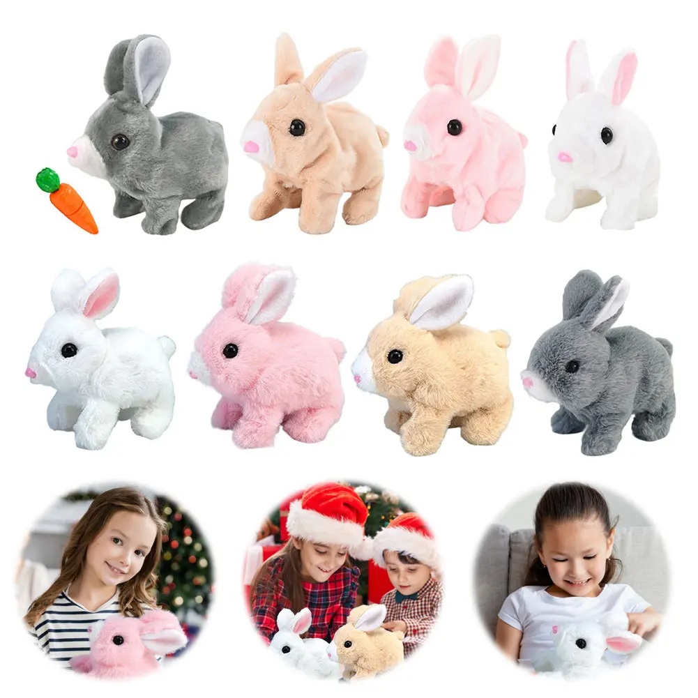 Animal de compagnie électronique interactif avec sons et mouvements, lapin réaliste, jouet de pâques en peluche, cadeau pour les tout-petits
