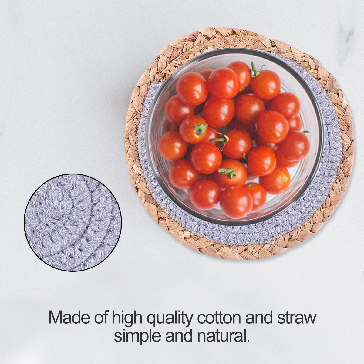 

4pcs Straw Cotton Placemat Natural Handcraft Table Mat Heat Insulated Water Absorbable For Kitchen Party Japanese Style Pot