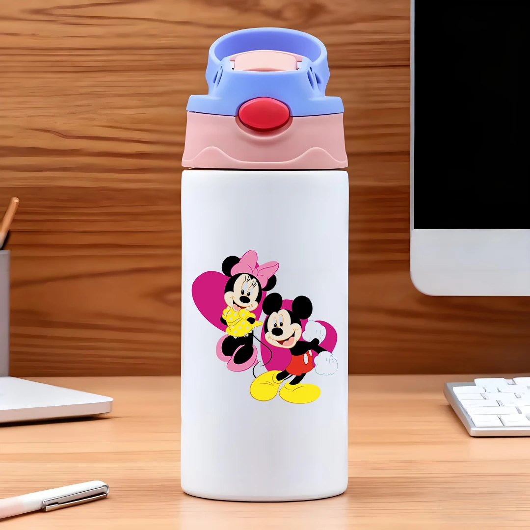 

Disney Mickey & Minnie cartoon vacuum cup 304 stainless steel cartoon straw cup kids water bottle New Year's gift