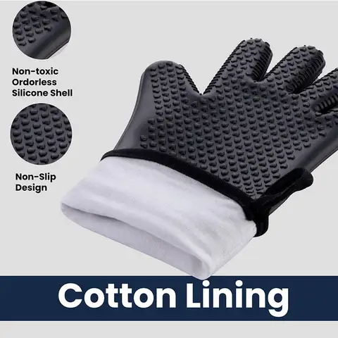 Extra Long Professional Silicone Oven Mitts Gloves with Quilted Liner Durable Heat Resistant Grill Oven Gloves Baking Tools