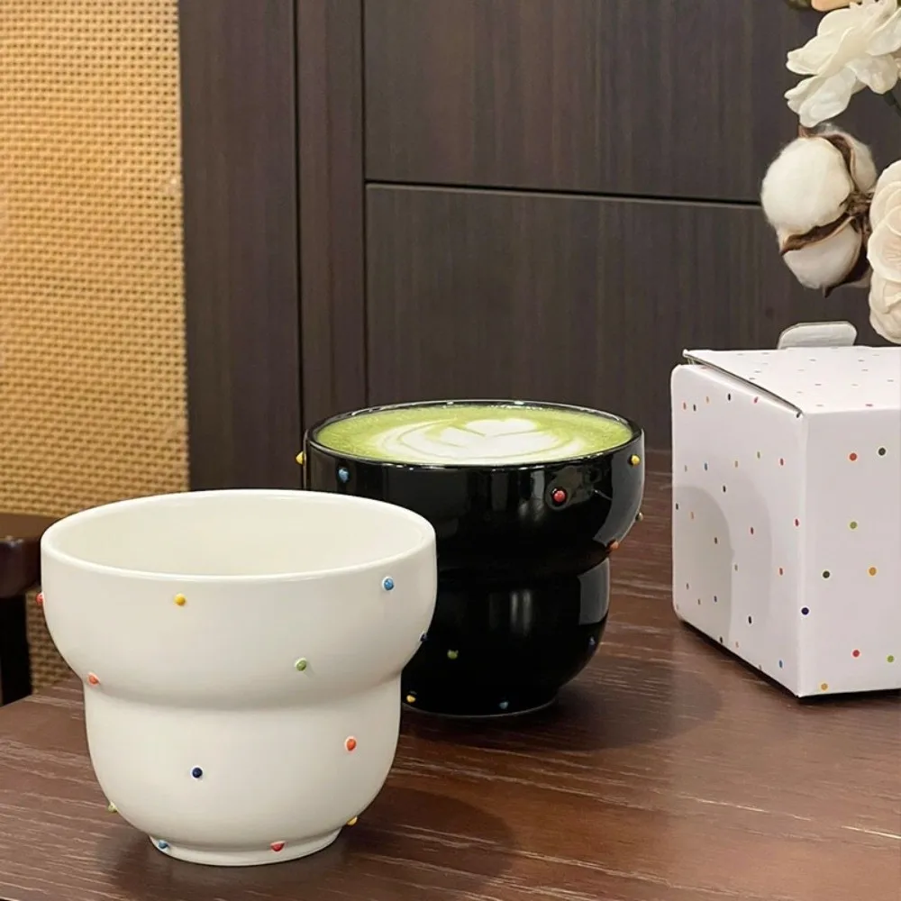 Creative 300ml Polka Dot Hand-held Cups Thick Smooth Ceramic Mug Cute Exquisite Coffee Mugs Office