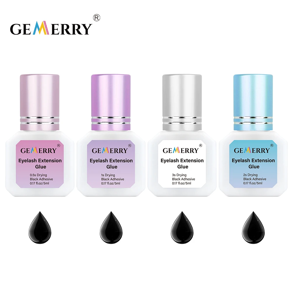 Gemerry Eyelashes Glue Fast Drying Black Adhesive Retention 3-6 Months Long Last Lash Glue