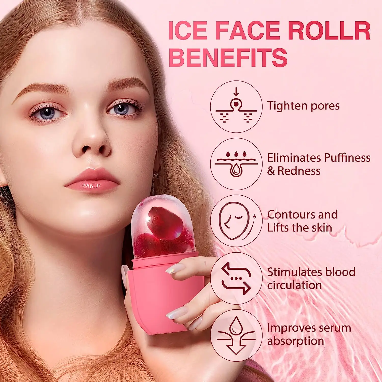 Ice Roller for Face & Eye Face Roller Facial Beauty Ice Roller Skin Care Tools Gua Sha Face Massage Silicone Ice Mold for Beauty