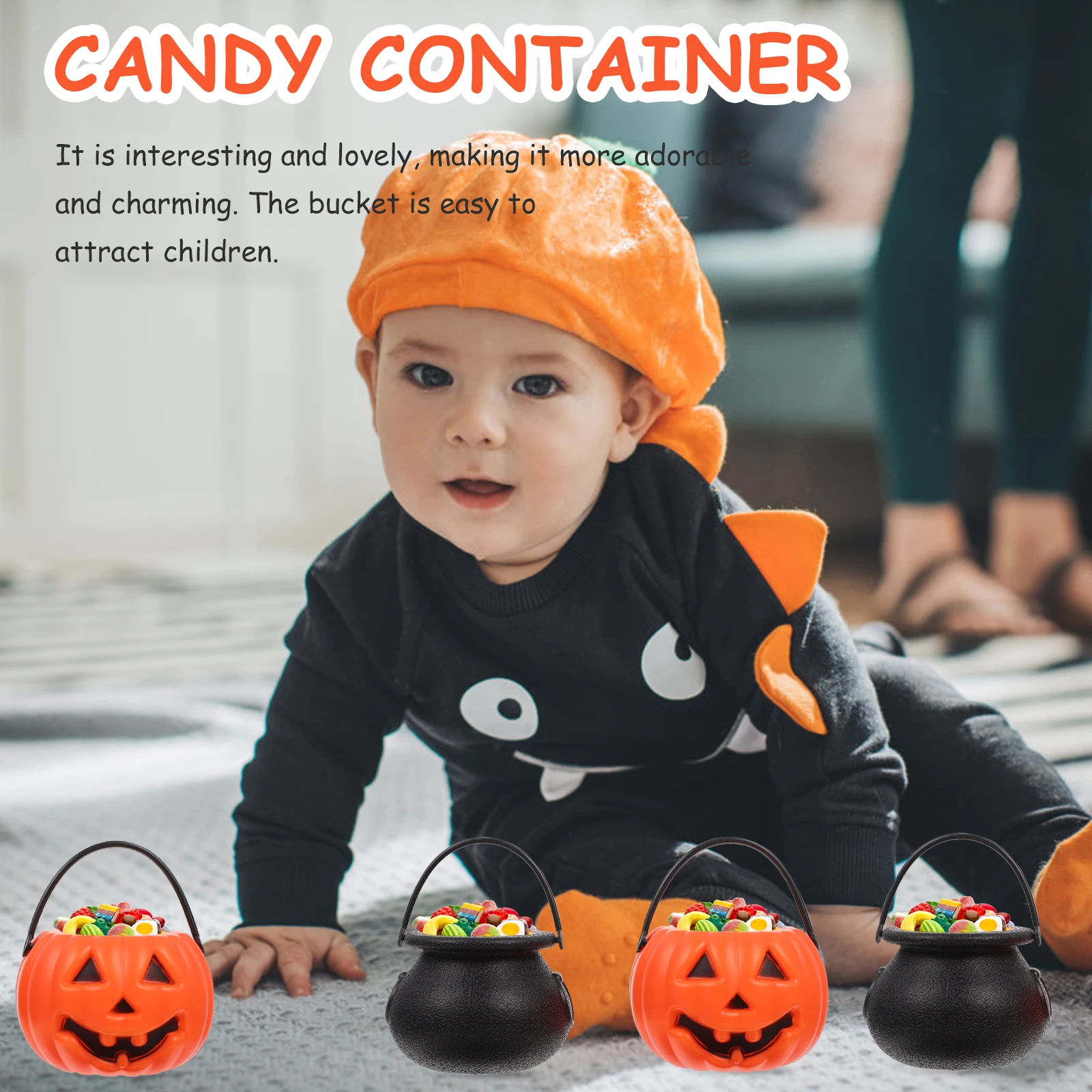 

16pcs Halloween Mini Pumpkin Bucket Creative Candy Jar Party Decoration Gift Storage Container Lightweight Festive