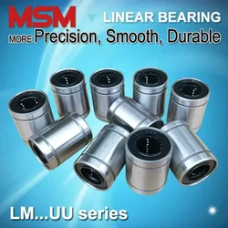 10pcs MSM Linear Bearings LM3 LM4 LM5UU LM6UU LM8UU LM8SUU LM10UU LM12UU LM13UU LM16UU LM20UU Shaft Bushing 8mm 3D Printer Parts