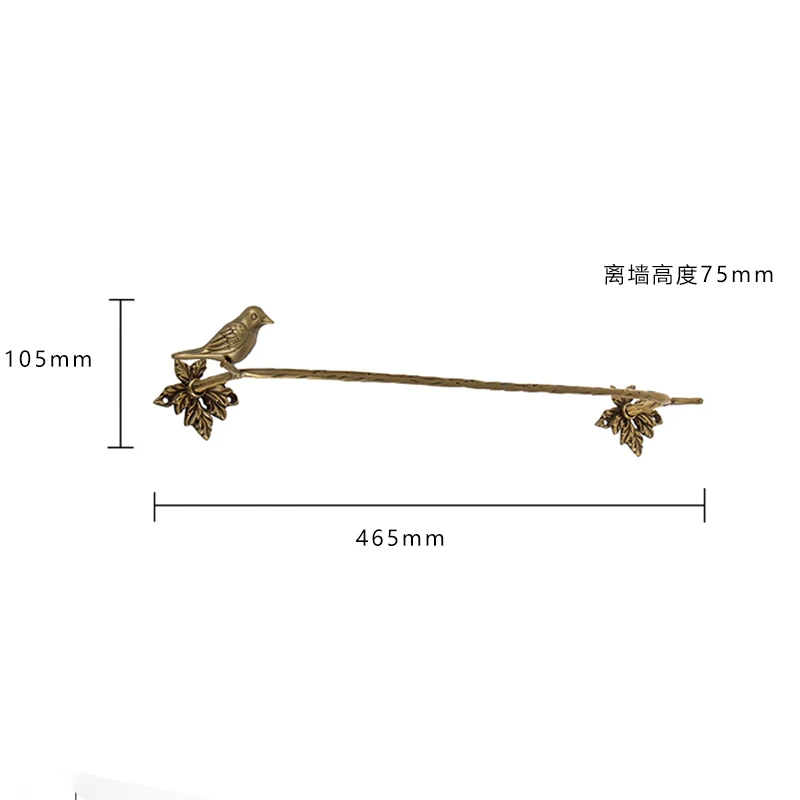 European-style all-copper bird hanging rod Retro wall decoration Model room Bathroom bathroom hanging rod Towel ring