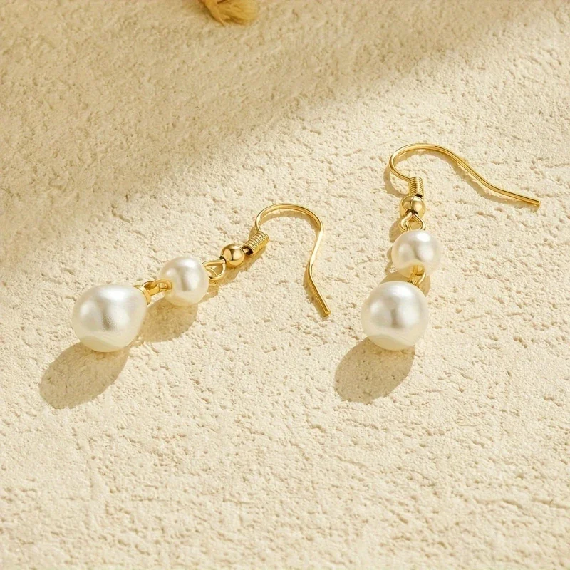 New Fashion Simple Design Imitation Pearl Pendant Earrings, Women's Daily Hundred with Accessories Jewelry Gifts