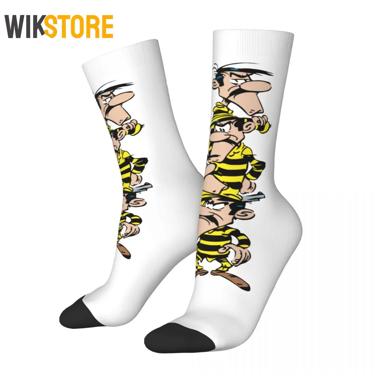 Happy Funny Male Men Women Male Socks Harajuku Lucky Luke Dalton Brothers Sock Skateboard Non-Slip Running Sport Socks