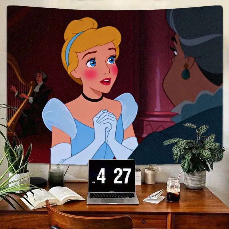 

1 шт., гобелен волшебной принцессы Золушки Диснея, современное настенное искусство из полиэстера для комнаты девочки, декор для гостиной, спальни, подарок для D