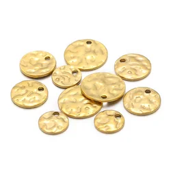 20pcs/lot Gold Embossing Pendant Charms Stainless Steel Small Round Hammered Charm for DIY Bracelet Necklace Jewelry Making Bulk