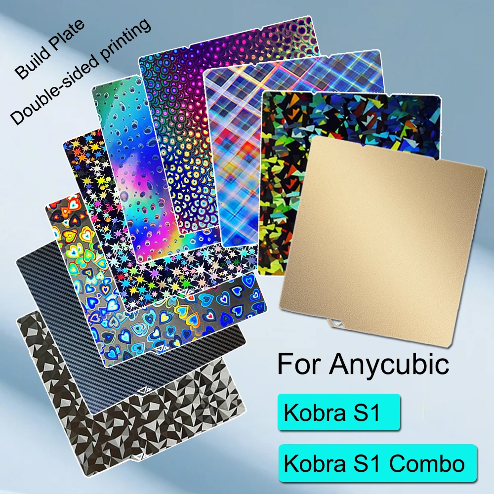 

For Kobra S1 Combo Build Plate Kobra S1 PEI Sheet Spring Steel Double Sided Smooth PEO PET PEY for Anycubi Kobra S1 Print Plate