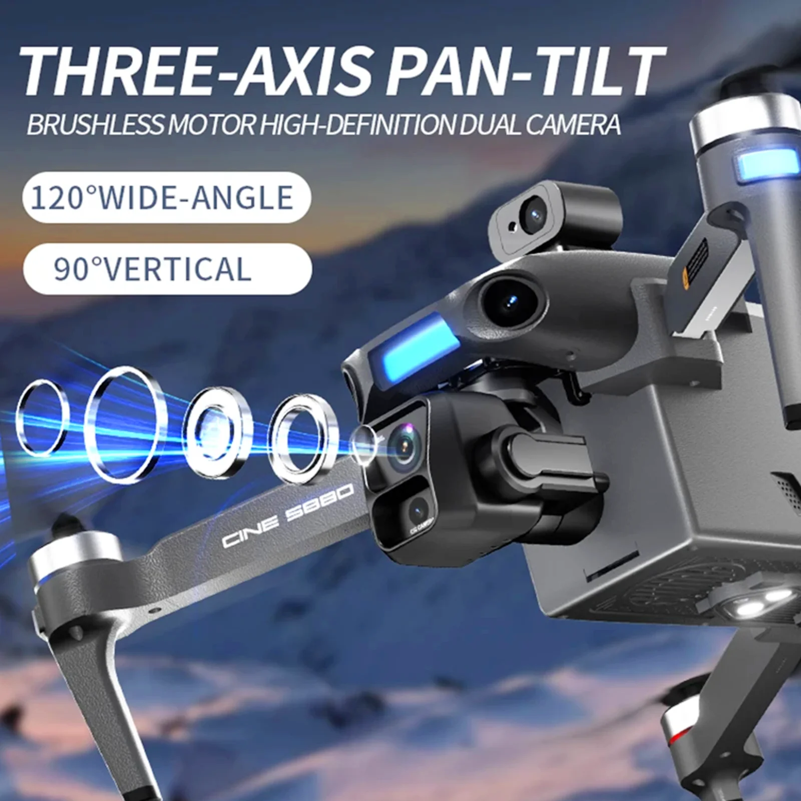 S880 GPS-дрон 8K с 3-осевым по – обзор и цена Drone Gimbal 3 Axis