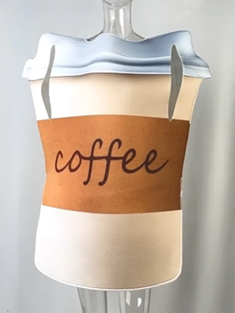 Adult loween Crazy Par Costume Coffee Cup Cosplay Outfit Stage Performance Funny Dr up Polyester Spring 2025
