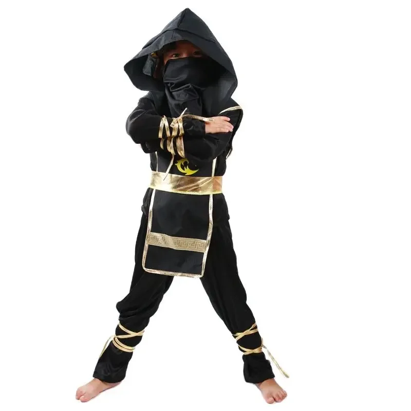 Boy Ninja Costume Kids Silver Dragon Costumes Children Superhero Cosplay Jumpsuit With Weapon Halloween Carnival Suit OI8474