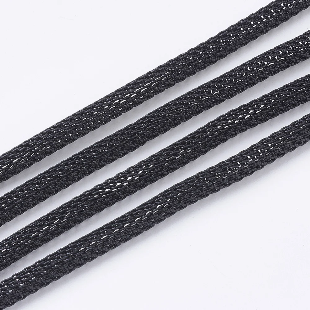 50meters Black Electrophoresis Iron Mesh Chains 4mm Round Mesh Chain Network Chains for Men Necklace Bracelet Jewelry Making