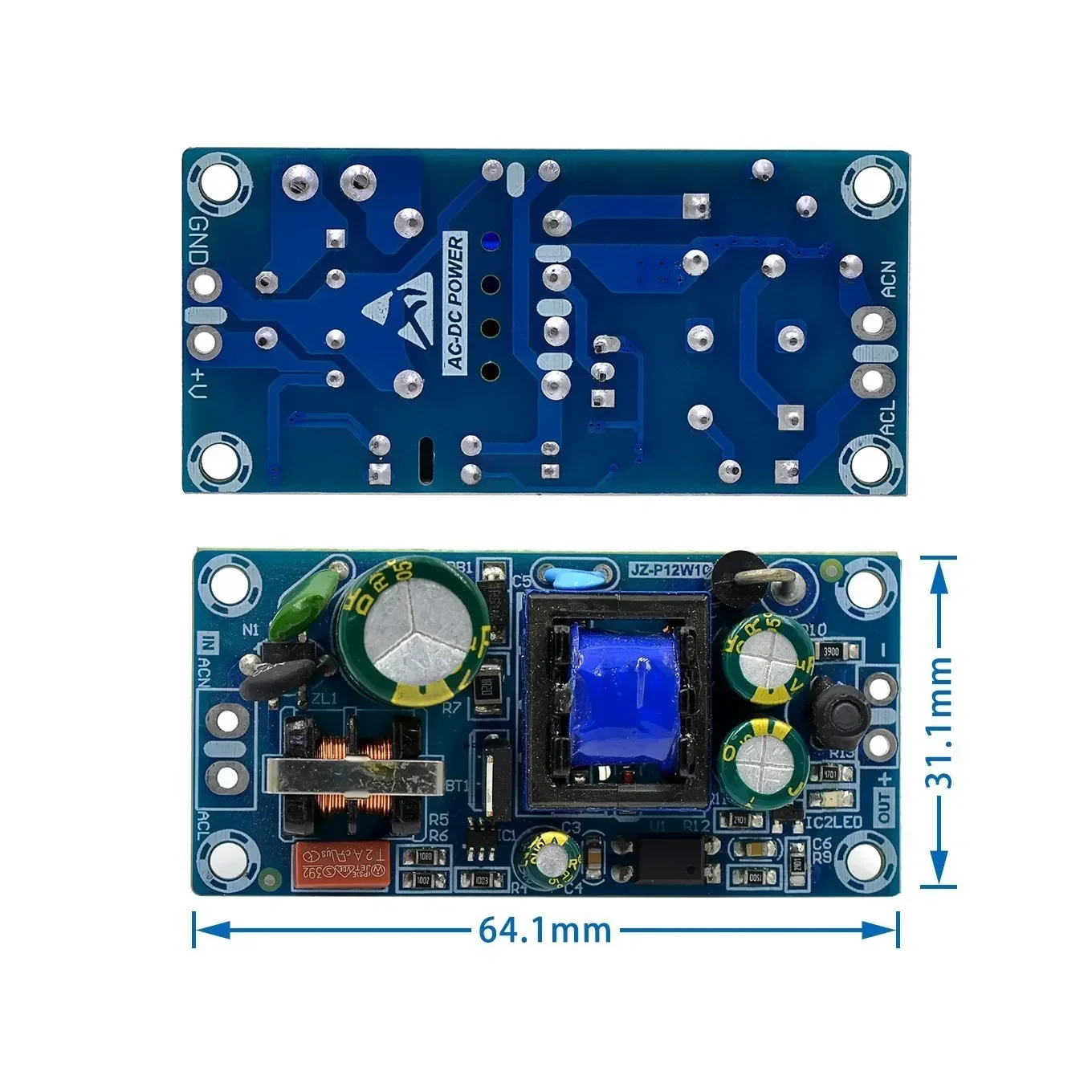 AC-DC 12V2A 24W Switching Power Supply Module Bare Circuit 100-265V to 12V 2A Board for Replace/Repair 24V1A