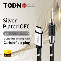 TODN type c to 3.5 mm jack aux audio usb c  dac cable silver usb 32bits/384khz Suitable for car，xiaomi, earphones, speaker