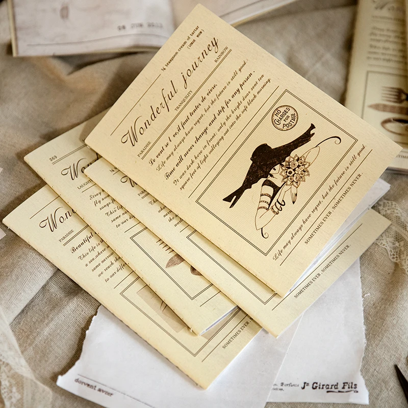 30Sheets Material Paper Book Vintage Note Book Memo Decorative written Pad Background Writing Scrapbooking Label 175*25MM