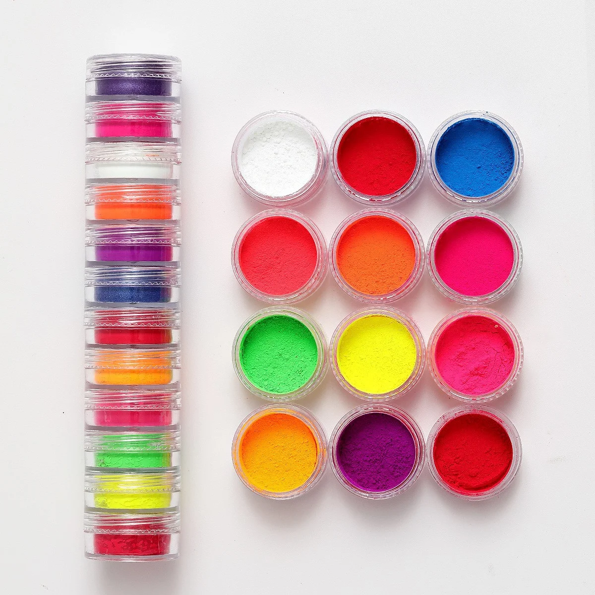 12pcs/set Colorful Professional Gel Polish Smooth Acrylic Powder Manicure Diy Fluorescent Neon Pigment Powder Nails Decorations
