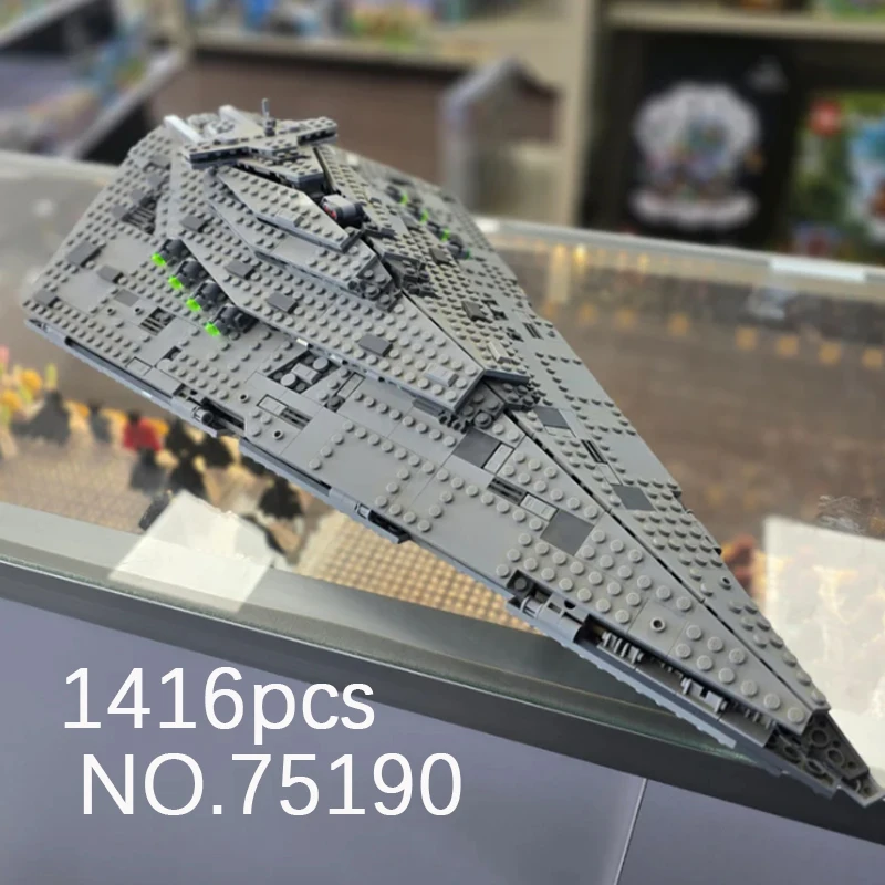 Bloques de Construcción de Nave Espacial Destructora de 1416 Piezas, Compatible con el Set 75190, Juguetes para Regalo de Cumpleaños, Navidad o Festividades