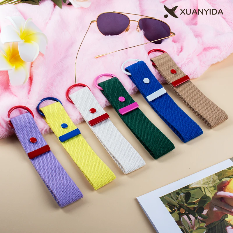 Fashion Solid Color Ribbon Keychain Lanyard Cotton Key Chain Women Men Car Key Strap Waist Wallet KeyChains Keyrings Kids Gifts