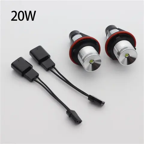 E39 E53 E60 E61 E63 E64 E65 E66 E87 525 엔젤 아이 E39 차량용 LED 헤드라이트 1세트 2*10W 20W LED 마커 화이트