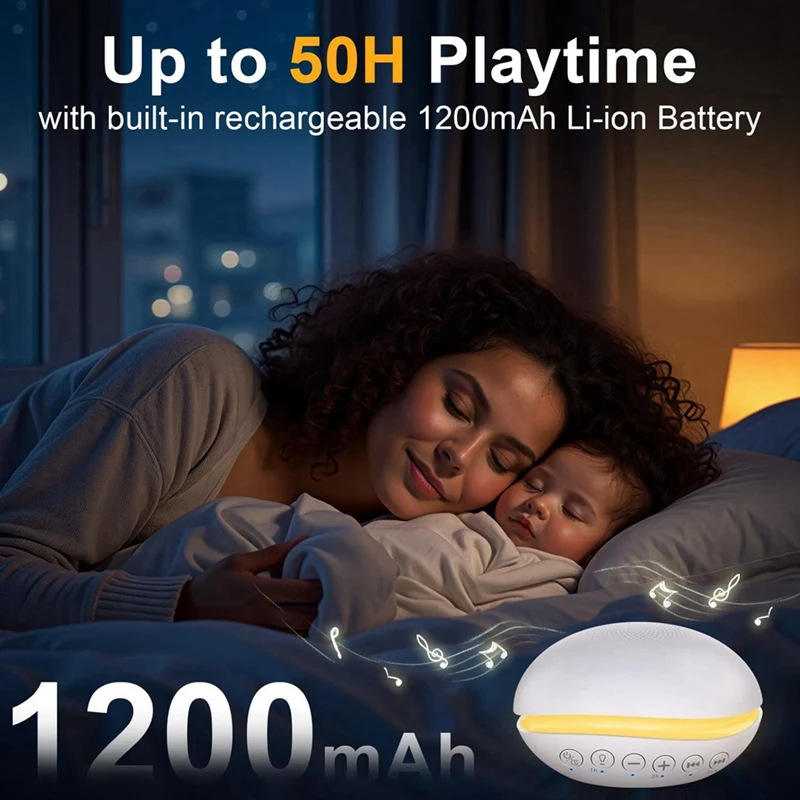 White Noise Machine Portable Sleep Sound Machine With26 Soothing Sounds Andnight Lights Sound Therapy Forhome, Travel