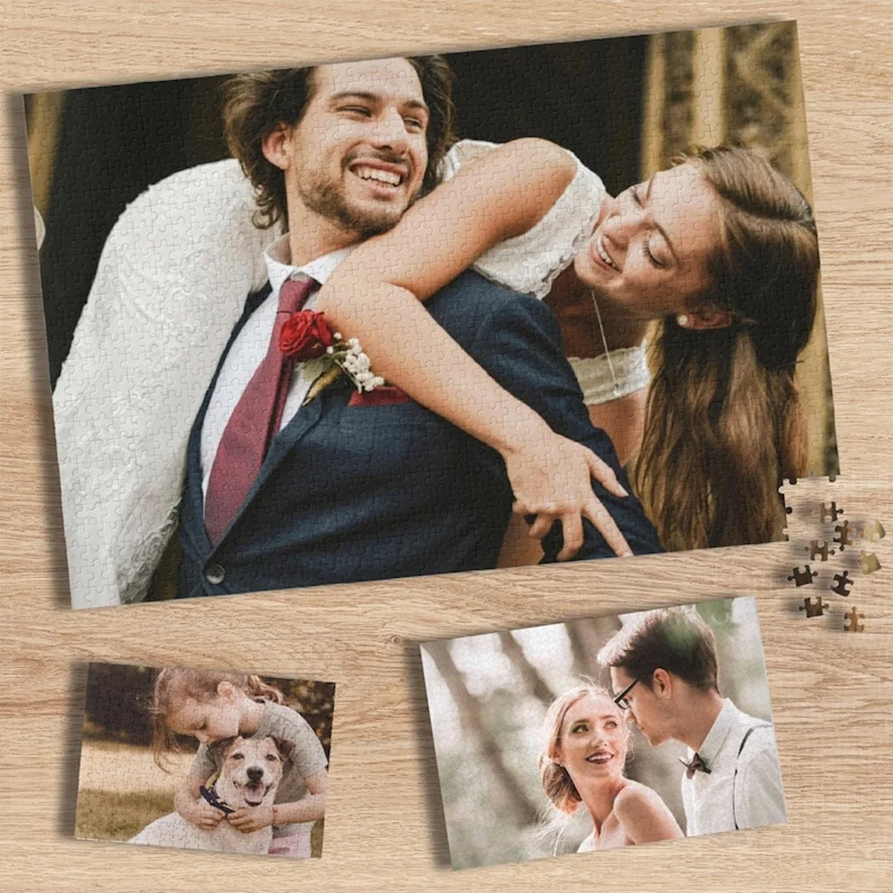 35/150/300/500/1000pcs Custom Photo marraige Personalised Decompression Puzzles Mosaic Custom Puzzles in Photos Love Gift