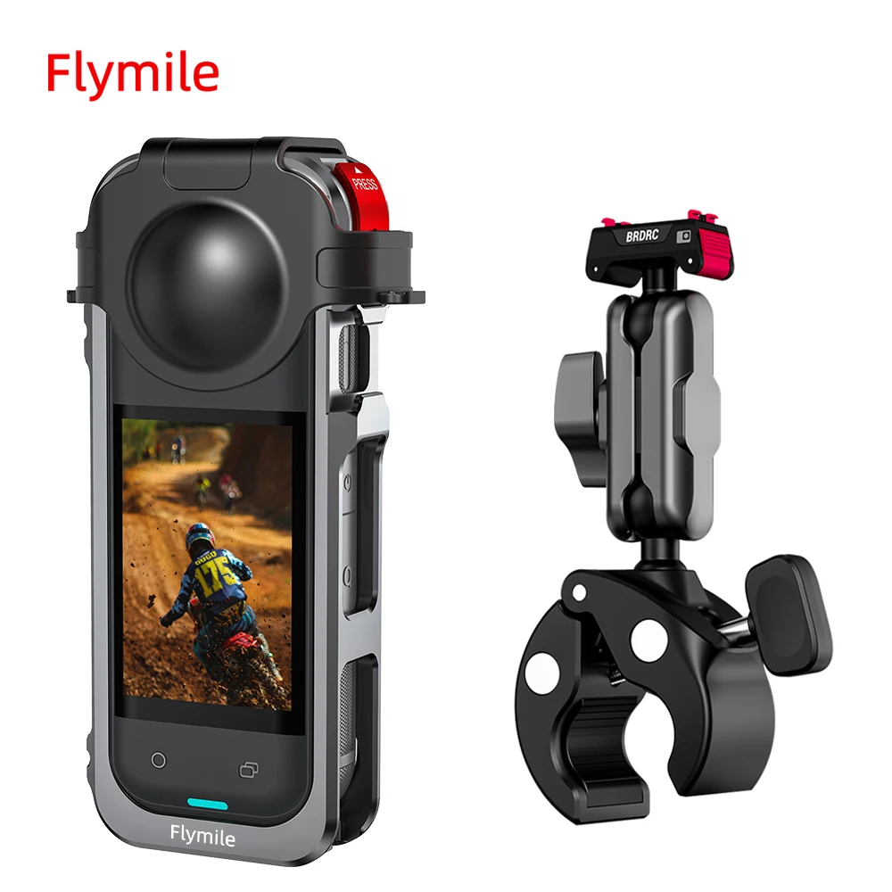 Flymile X5 Cage Metal Protective Case for Insta360 X5 Accessories Camera Aluminum Alloy Frame Cage with Silicone Lens Cover