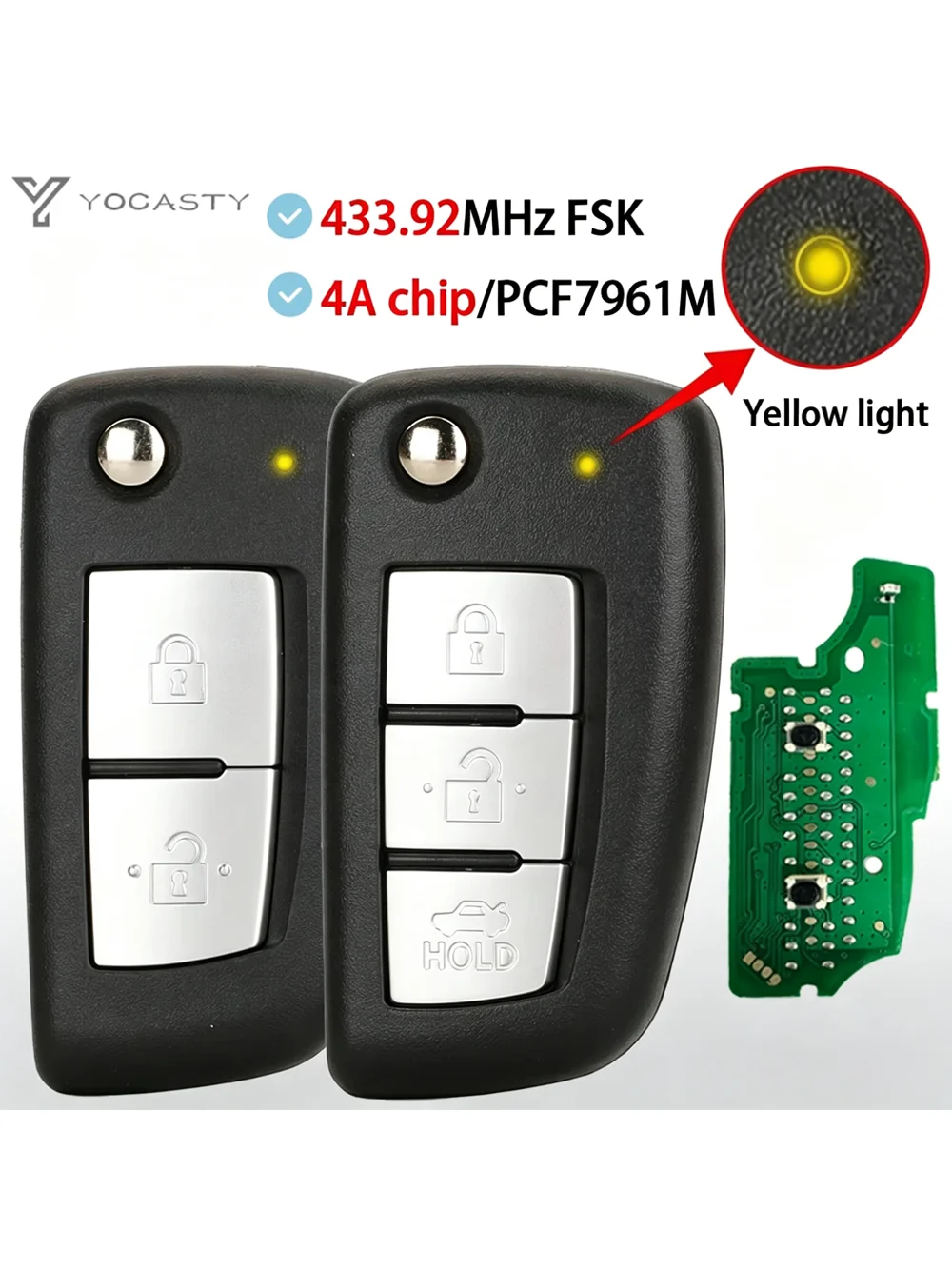YOCASTY 2/3B Car Remote Key 433MHz PCF7961M / 4A Chip For Nissan Qashqai Pulsar Juke F15 X-Trail T32 Micra Rogue CWTWB1G767