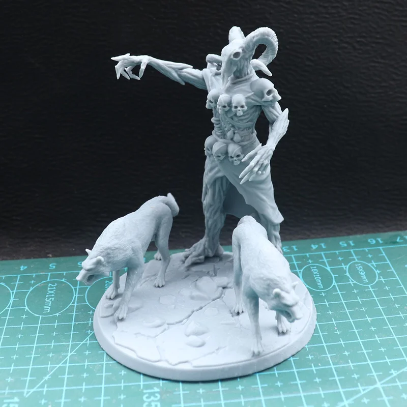 1/24 75mm 1/32 56mm Resin Model Goat Man and Wolf Figure Sculpture Unpaint No Color RW-748