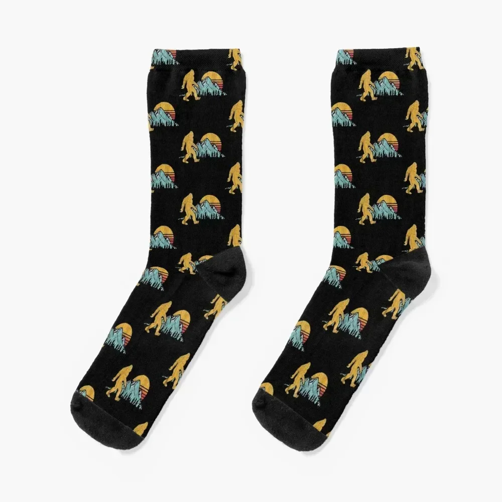 

Vintage Retro Bigfoot Believe Silhouette Mountain Sun Socks aesthetic gifts kawaii valentine gift ideas Socks Men's Women's