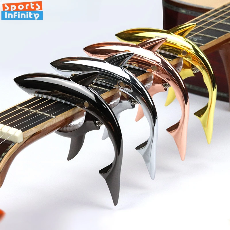 Metal Shark Acoustic Guitar Capo Clip Metal Clamp with Changing Strings Tools Wood Classic Electric Guitar Ukulele Universal