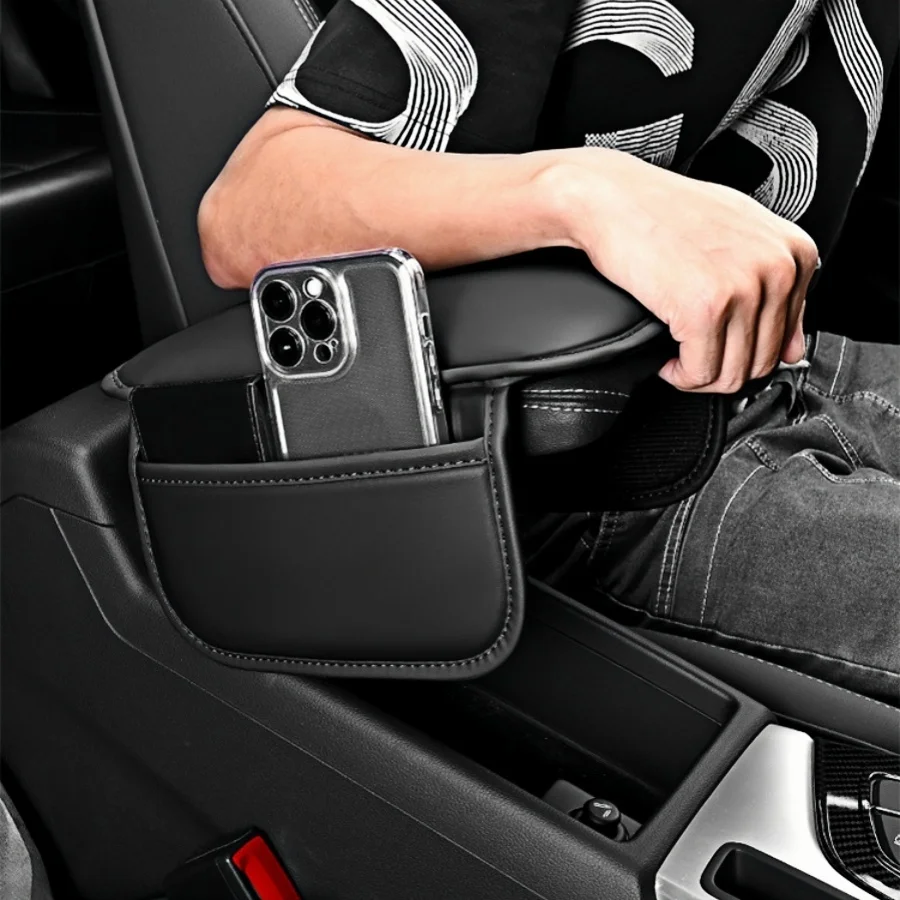 PU leather car armrest box pad, waterproof car center console cover, car interior storage and sorting accessories