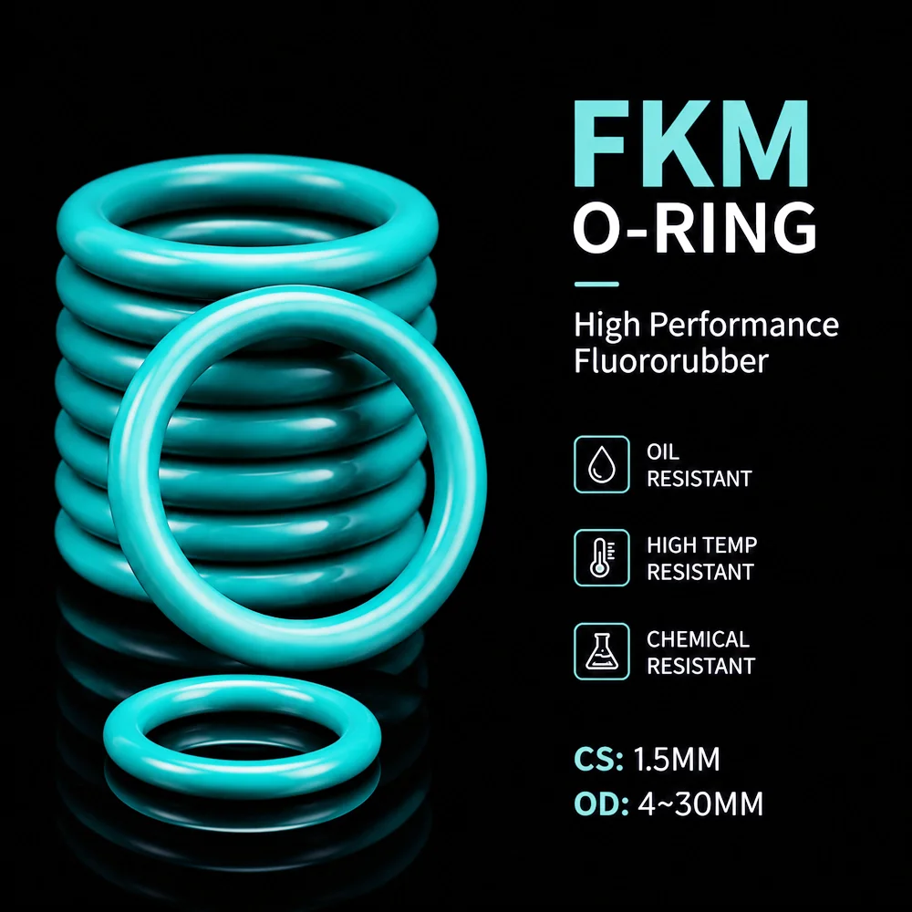 10Pcs FKM O-Ring CS 1.5mm OD 4~30mm Oil/Acid/Alkali/Aging Resistant Hydraulic equipment Sealing Ring