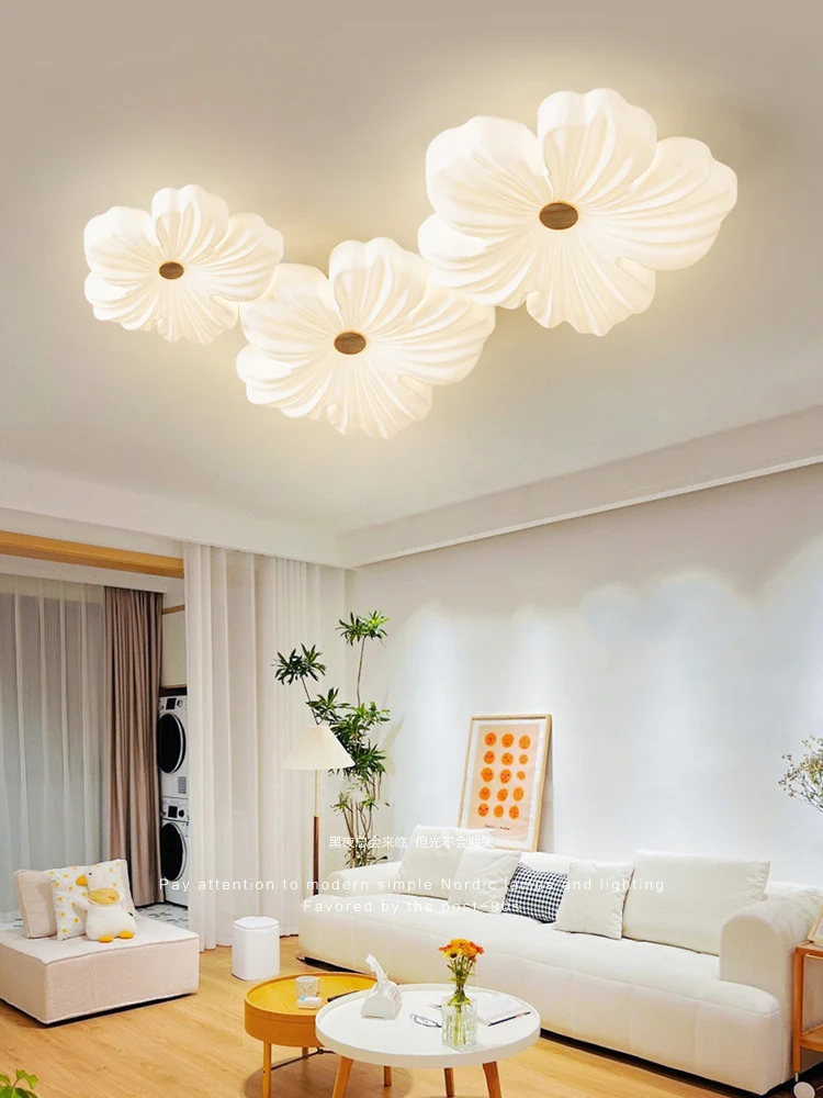 

Full Spectrum Petal Living Room Ceiling Light Cream Wind Eye Protection Cloud Bedroom Restaurant Ceiling lamp