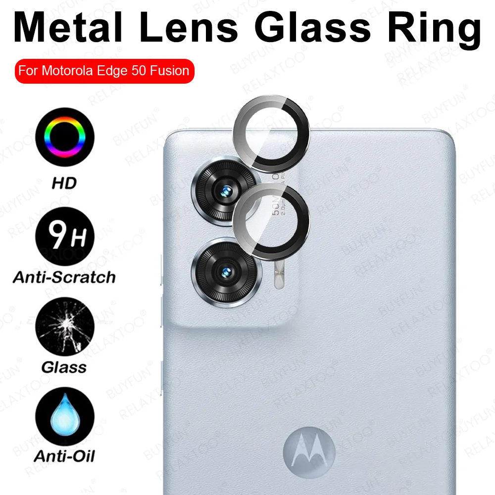 Alloy Metal Lens Glass Ring Case For Motorola Edge 50 Fusion Moto Edge50 Ultra 50Fusion 5G 3D Back Cover Camera Screen Protector