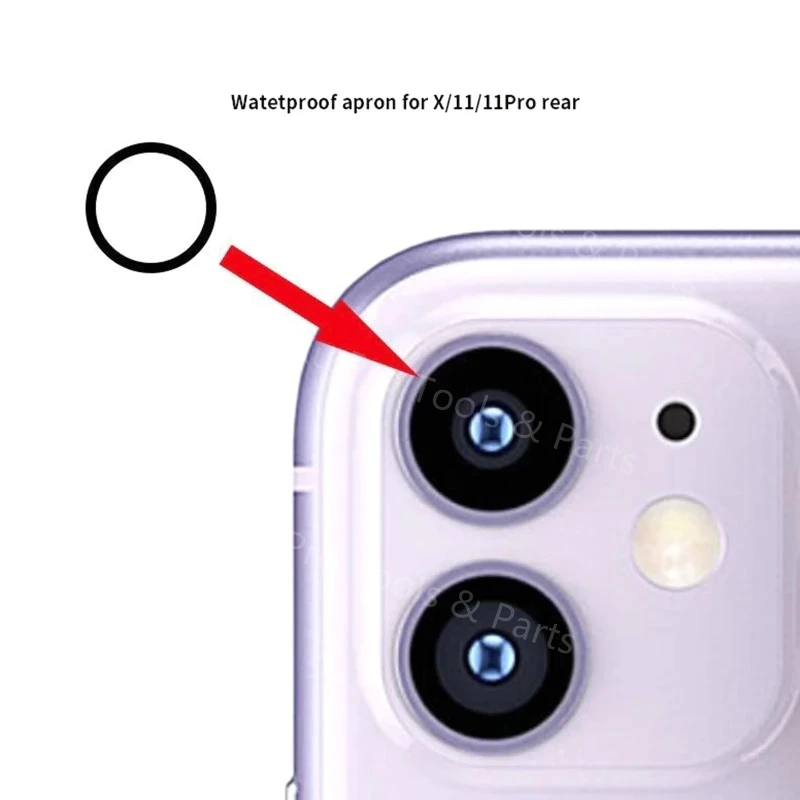 100pcs Anti Dust Hole Rubber Ring Rear Back Glass Camera Waterproof For iPhone X XS XR XSM 11 12 13 14 Pro MAX Parts