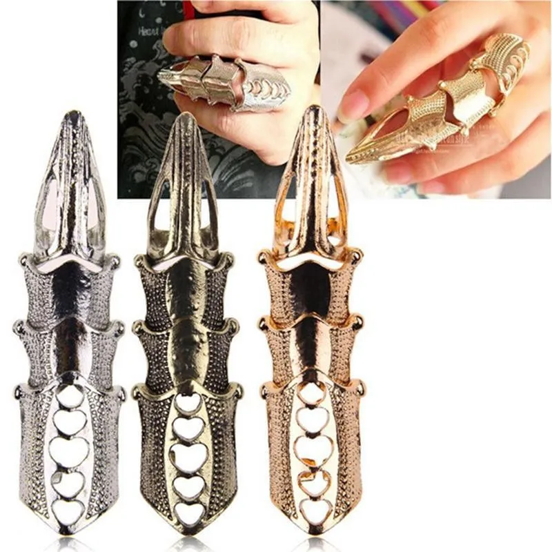 Vintage Punk Gothic Metal Claw Armor Rings Fashion Solid Color Flexible Bendable Exaggerated Ring Women Men Christmas Decoration