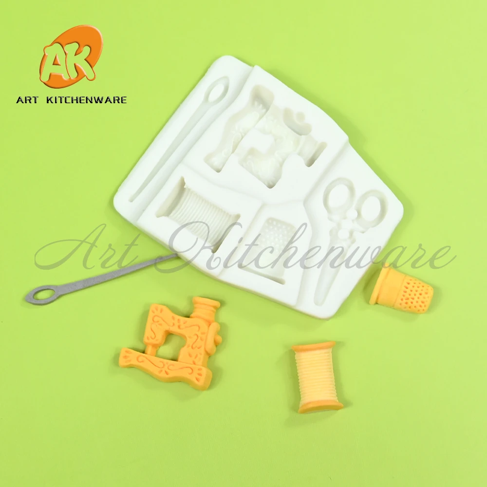 Nostalgic Sewing Machine Fondant Silicone Mold Cake Molds DIY Cake Decorating Tools Chocolate Gumpaste Moulds Candy Resin Mold