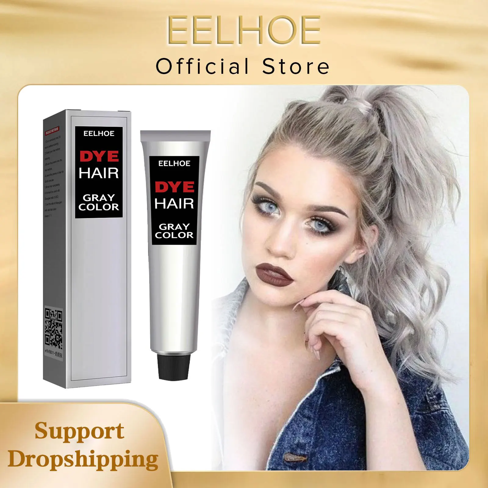 Silver Gray Hair Dye Punk Style Unisex Smoky Long Lasting Coloring Hair Care and Styling Natural Gray Hair Dye Color Cream 100ml