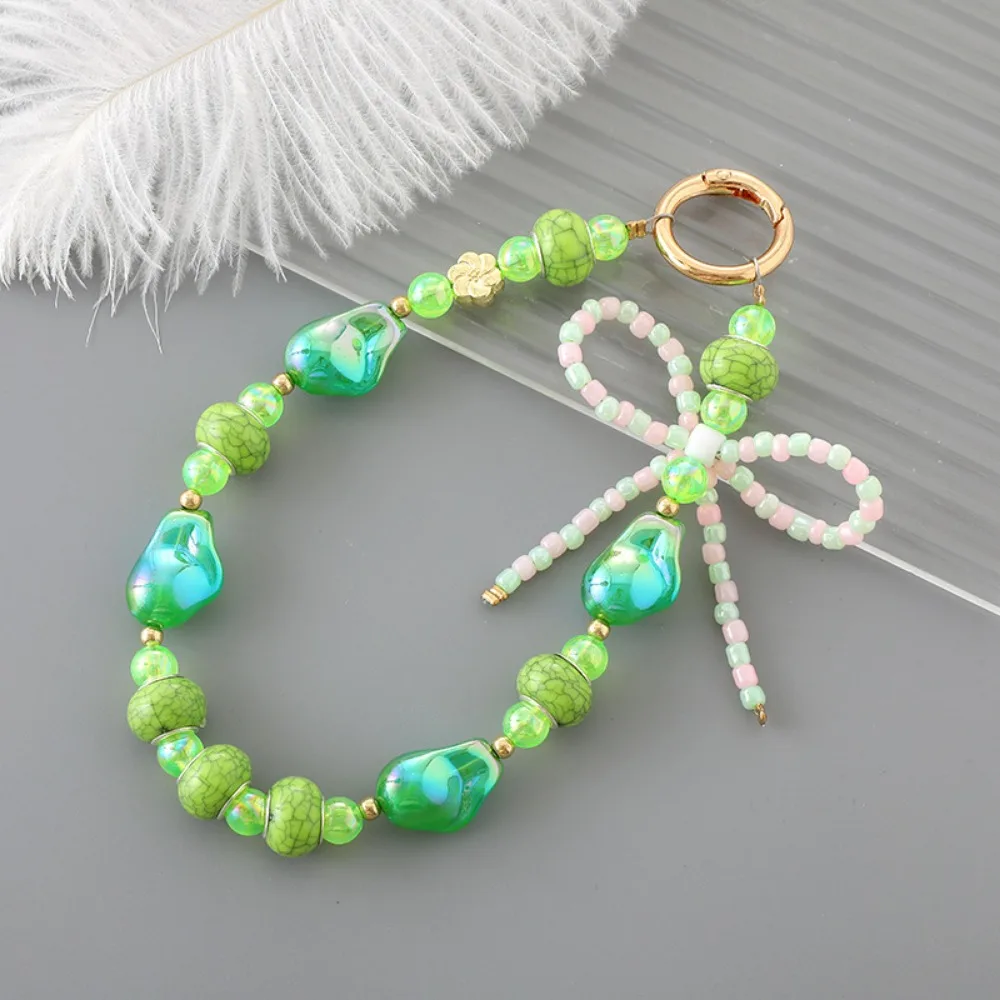 

Anti-lost Flower Mobile Phone Chain Short Bag Charms Bow Phone Case Lanyard Beaded Jewelry Colorful Ball Beaded Phone Strap