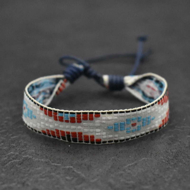 Woven Ethnic Pattern Stylish Gift Cool Multicolor Handmade Bracelet Bohimian Bangle Unisex Wholesale Adjustable