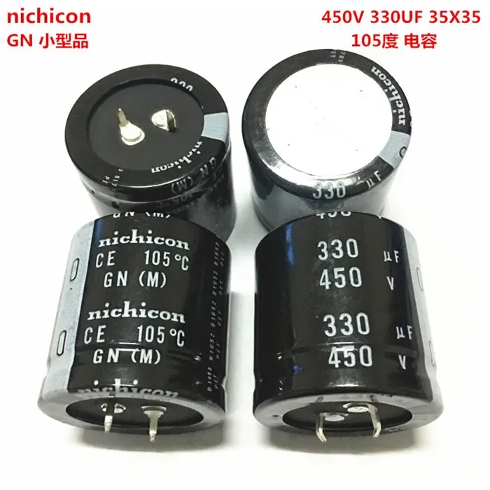 

2PCS/10PCS 330uf 450v Nichicon GU/GN 35x35mm 450V330uF Snap-in PSU Capacitor